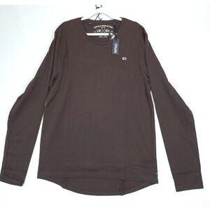 Buffalo David Bitton Long Sleeve T Shirt‎ Crew Neck Men XXL Brown Classic